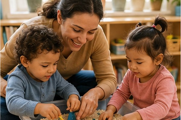 Teacher working with toddlers