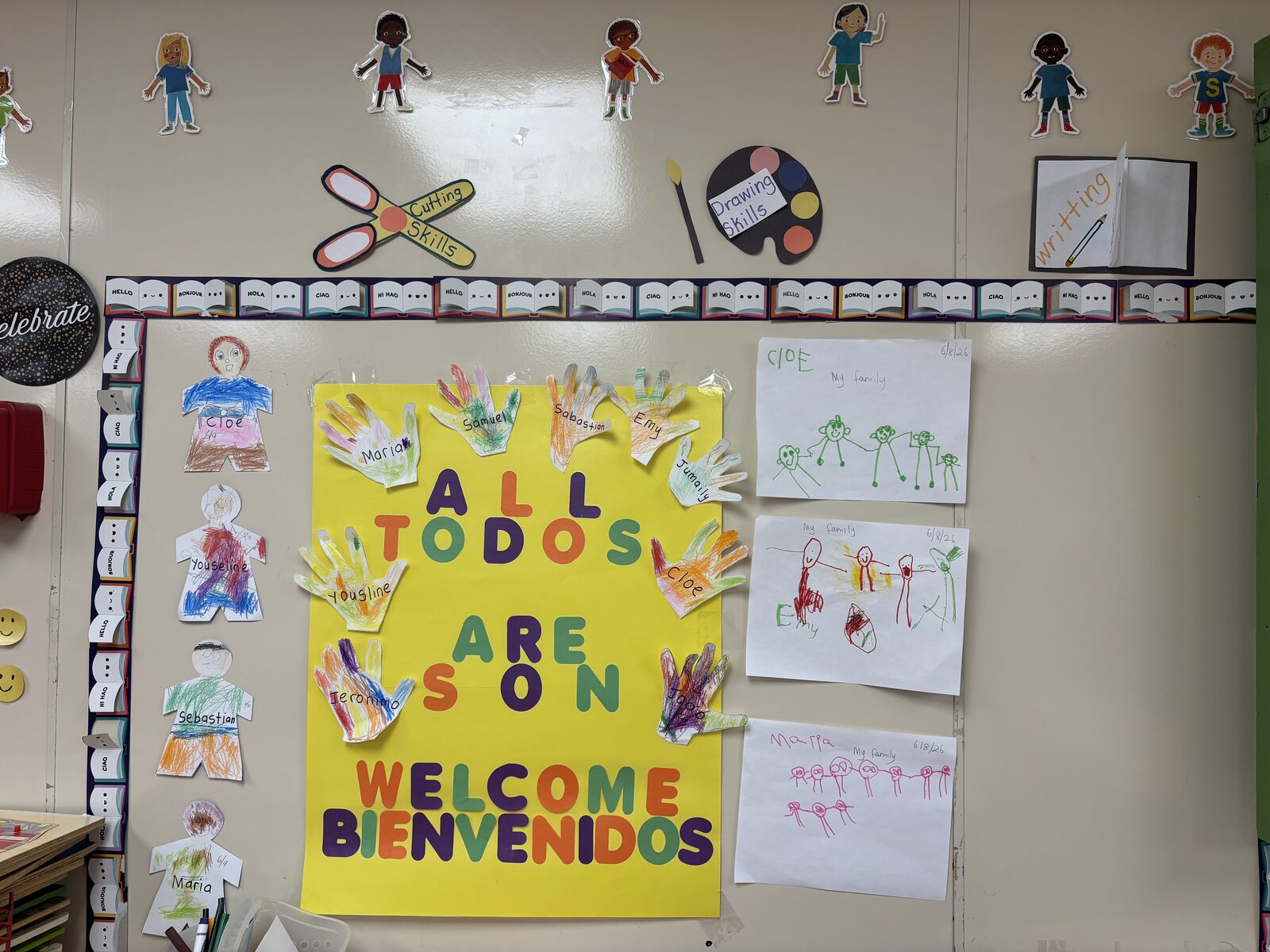 Bilingual welcome display reading All Are Welcome and Todos Son Bienvenidos at Marietta Academy