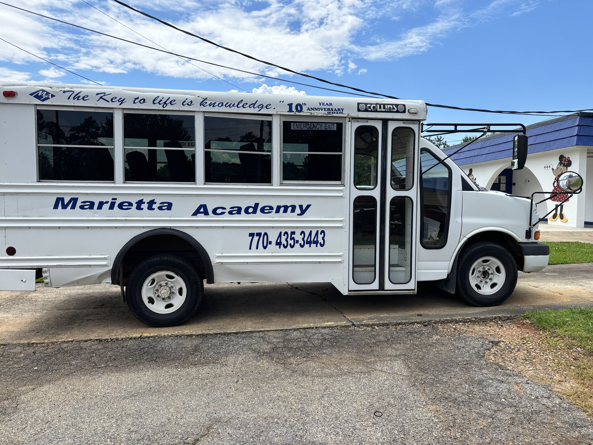 Marietta Academy school bus — The Key to Life is Knowledge