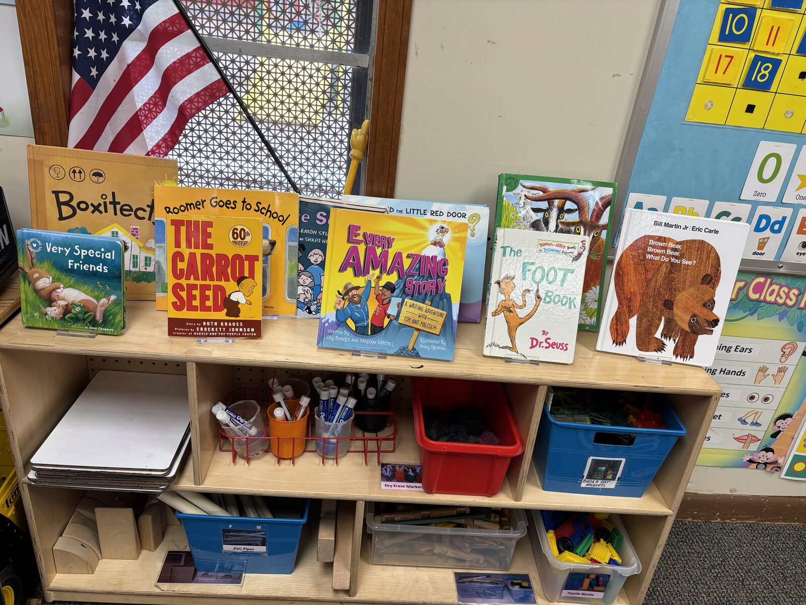 Children's book collection at Marietta Academy after-school program in Marietta, GA